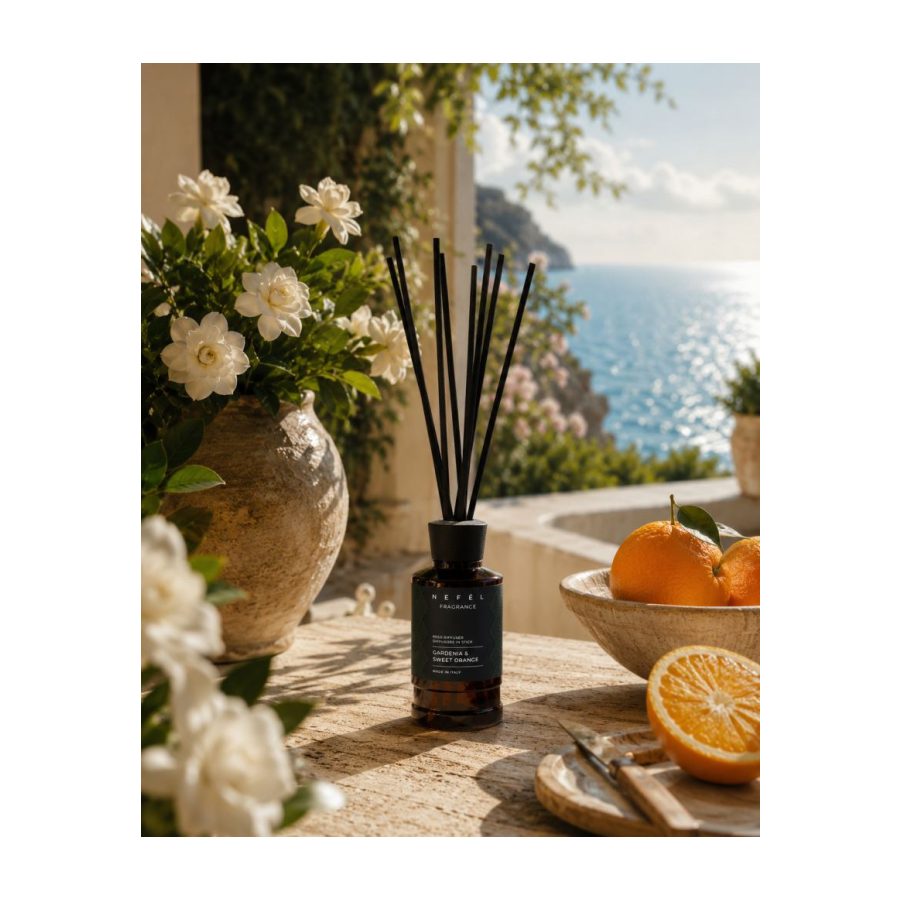 Nefel difuzor dišav s palčkami Gardenia & Sweet Orange 250 ml